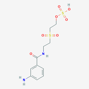 molecular formula C11H16N2O7S2 B047984 苯甲酰胺，3-氨基-N-[2-[[2-(磺酰氧)乙基]磺酰基]乙基]- CAS No. 121315-20-6