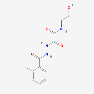 molecular formula C12H15N3O4 B4798411 N-(2-hydroxyethyl)-2-[2-(2-methylbenzoyl)hydrazinyl]-2-oxoacetamide 
