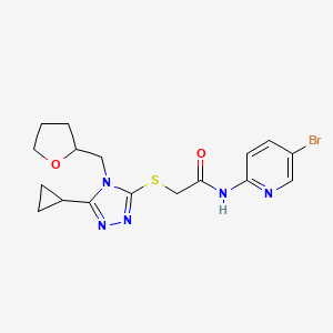 molecular formula C17H20BrN5O2S B4798452 N-(5-bromopyridin-2-yl)-2-{[5-cyclopropyl-4-(tetrahydrofuran-2-ylmethyl)-4H-1,2,4-triazol-3-yl]sulfanyl}acetamide 