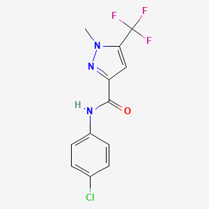 molecular formula C12H9ClF3N3O B4798457 N-(4-chlorophenyl)-1-methyl-5-(trifluoromethyl)-1H-pyrazole-3-carboxamide 