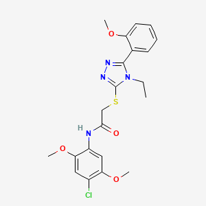 molecular formula C21H23ClN4O4S B4798499 N-(4-chloro-2,5-dimethoxyphenyl)-2-{[4-ethyl-5-(2-methoxyphenyl)-4H-1,2,4-triazol-3-yl]thio}acetamide 