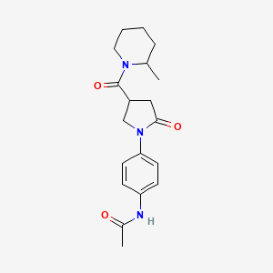 molecular formula C19H25N3O3 B4798772 N-(4-{4-[(2-methylpiperidin-1-yl)carbonyl]-2-oxopyrrolidin-1-yl}phenyl)acetamide 