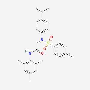 molecular formula C27H32N2O3S B4799679 N~2~-[(4-methylphenyl)sulfonyl]-N~2~-[4-(propan-2-yl)phenyl]-N-(2,4,6-trimethylphenyl)glycinamide 