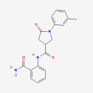 molecular formula C19H19N3O3 B4799745 N-(2-carbamoylphenyl)-1-(3-methylphenyl)-5-oxopyrrolidine-3-carboxamide 