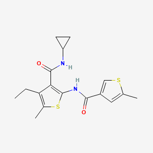 molecular formula C17H20N2O2S2 B4799754 N-CYCLOPROPYL-4-ETHYL-5-METHYL-2-(5-METHYLTHIOPHENE-3-AMIDO)THIOPHENE-3-CARBOXAMIDE 