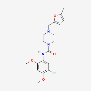 molecular formula C19H24ClN3O4 B4800059 N-(5-chloro-2,4-dimethoxyphenyl)-4-[(5-methyl-2-furyl)methyl]-1-piperazinecarboxamide 