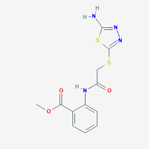 molecular formula C12H12N4O3S2 B480007 Methyl 2-({[(5-amino-1,3,4-thiadiazol-2-yl)sulfanyl]acetyl}amino)benzoate CAS No. 351441-73-1