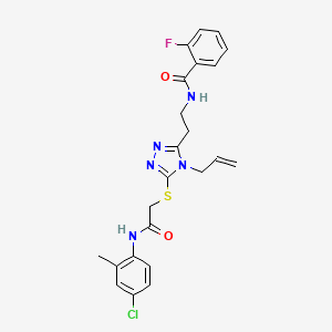 molecular formula C23H23ClFN5O2S B4800115 N-{2-[5-({2-[(4-chloro-2-methylphenyl)amino]-2-oxoethyl}sulfanyl)-4-(prop-2-en-1-yl)-4H-1,2,4-triazol-3-yl]ethyl}-2-fluorobenzamide 