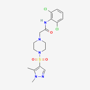 molecular formula C17H21Cl2N5O3S B4800134 N~1~-(2,6-DICHLOROPHENYL)-2-{4-[(1,5-DIMETHYL-1H-PYRAZOL-4-YL)SULFONYL]PIPERAZINO}ACETAMIDE 