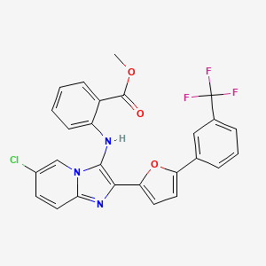 molecular formula C26H17ClF3N3O3 B4800183 Methyl 2-[(6-chloro-2-{5-[3-(trifluoromethyl)phenyl]furan-2-yl}imidazo[1,2-a]pyridin-3-yl)amino]benzoate 