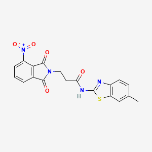 molecular formula C19H14N4O5S B4800228 N-(6-methyl-1,3-benzothiazol-2-yl)-3-(4-nitro-1,3-dioxo-1,3-dihydro-2H-isoindol-2-yl)propanamide 
