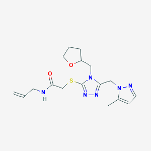 molecular formula C17H24N6O2S B4800438 N~1~-ALLYL-2-{[5-[(5-METHYL-1H-PYRAZOL-1-YL)METHYL]-4-(TETRAHYDRO-2-FURANYLMETHYL)-4H-1,2,4-TRIAZOL-3-YL]SULFANYL}ACETAMIDE 