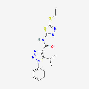 molecular formula C16H18N6OS2 B4800494 N-[5-(ethylthio)-1,3,4-thiadiazol-2-yl]-5-isopropyl-1-phenyl-1H-1,2,3-triazole-4-carboxamide 