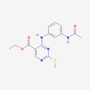 molecular formula C16H18N4O3S B4800656 ETHYL 4-[(3-ACETAMIDOPHENYL)AMINO]-2-(METHYLSULFANYL)PYRIMIDINE-5-CARBOXYLATE 