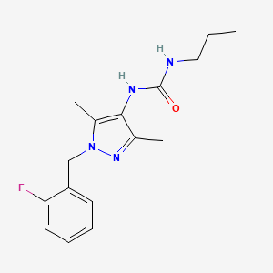 molecular formula C16H21FN4O B4800871 N-[1-(2-fluorobenzyl)-3,5-dimethyl-1H-pyrazol-4-yl]-N'-propylurea 