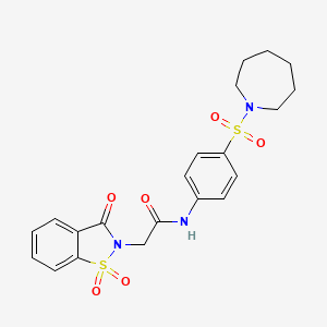 molecular formula C21H23N3O6S2 B4800896 N-[4-(1-azepanylsulfonyl)phenyl]-2-(1,1-dioxido-3-oxo-1,2-benzisothiazol-2(3H)-yl)acetamide 