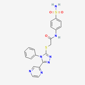 molecular formula C20H17N7O3S2 B4800938 N-[4-(aminosulfonyl)phenyl]-2-{[4-phenyl-5-(2-pyrazinyl)-4H-1,2,4-triazol-3-yl]thio}acetamide 