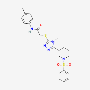 molecular formula C23H27N5O3S2 B4800999 N-(4-methylphenyl)-2-({4-methyl-5-[1-(phenylsulfonyl)-3-piperidinyl]-4H-1,2,4-triazol-3-yl}thio)acetamide 