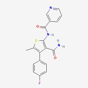 molecular formula C18H14FN3O2S B4801051 N-[3-carbamoyl-4-(4-fluorophenyl)-5-methylthiophen-2-yl]pyridine-3-carboxamide 