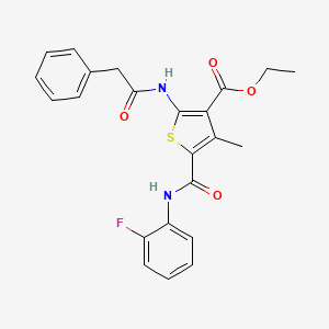 molecular formula C23H21FN2O4S B4801108 Ethyl 5-[(2-fluorophenyl)carbamoyl]-4-methyl-2-(2-phenylacetamido)thiophene-3-carboxylate 
