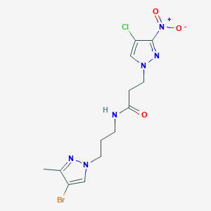 molecular formula C13H16BrClN6O3 B4801156 N~1~-[3-(4-BROMO-3-METHYL-1H-PYRAZOL-1-YL)PROPYL]-3-(4-CHLORO-3-NITRO-1H-PYRAZOL-1-YL)PROPANAMIDE 