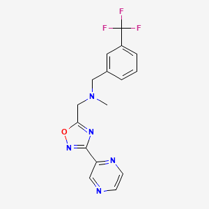 molecular formula C16H14F3N5O B4801169 N-methyl-1-[3-(2-pyrazinyl)-1,2,4-oxadiazol-5-yl]-N-[3-(trifluoromethyl)benzyl]methanamine 