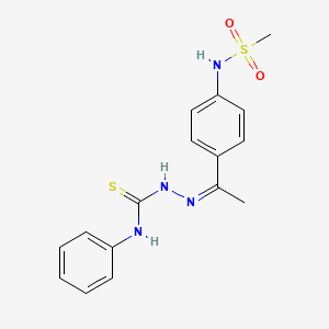 molecular formula C16H18N4O2S2 B4801255 N-{4-[N-(anilinocarbonothioyl)ethanehydrazonoyl]phenyl}methanesulfonamide 