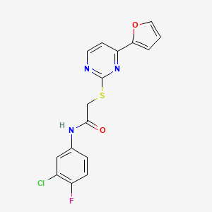 molecular formula C16H11ClFN3O2S B4801296 N-(3-CHLORO-4-FLUOROPHENYL)-2-{[4-(2-FURYL)-2-PYRIMIDINYL]SULFANYL}ACETAMIDE 