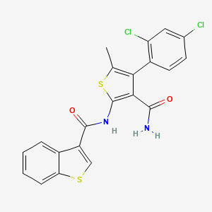 molecular formula C21H14Cl2N2O2S2 B4801870 N-[3-(aminocarbonyl)-4-(2,4-dichlorophenyl)-5-methyl-2-thienyl]-1-benzothiophene-3-carboxamide 