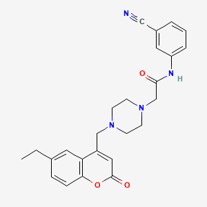 molecular formula C25H26N4O3 B4802229 N-(3-cyanophenyl)-2-{4-[(6-ethyl-2-oxo-2H-chromen-4-yl)methyl]piperazin-1-yl}acetamide 