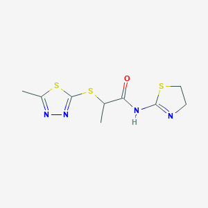 molecular formula C9H12N4OS3 B4802268 N-(4,5-dihydro-1,3-thiazol-2-yl)-2-[(5-methyl-1,3,4-thiadiazol-2-yl)sulfanyl]propanamide 