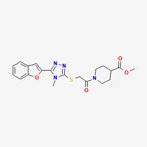 molecular formula C20H22N4O4S B4802700 METHYL 1-(2-{[5-(1-BENZOFURAN-2-YL)-4-METHYL-4H-1,2,4-TRIAZOL-3-YL]SULFANYL}ACETYL)PIPERIDINE-4-CARBOXYLATE 