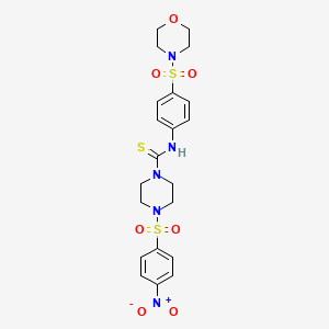 molecular formula C21H25N5O7S3 B4802975 N-[4-(4-morpholinylsulfonyl)phenyl]-4-[(4-nitrophenyl)sulfonyl]-1-piperazinecarbothioamide 