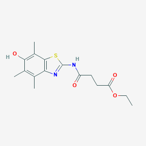 molecular formula C16H20N2O4S B048035 ethyl 4-[(6-hydroxy-4,5,7-trimethyl-1,3-benzothiazol-2-yl)amino]-4-oxobutanoate CAS No. 120164-76-3