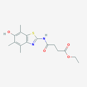 molecular formula C16H20N2O4S B048035 Butanoic  acid,  4-[(6-hydroxy-4,5,7-trimethyl-2-benzothiazolyl)amino]-4-oxo-,  ethyl  ester CAS No. 120164-76-3