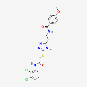 molecular formula C21H21Cl2N5O3S B4803813 N-{2-[5-({2-[(2,3-dichlorophenyl)amino]-2-oxoethyl}sulfanyl)-4-methyl-4H-1,2,4-triazol-3-yl]ethyl}-4-methoxybenzamide 