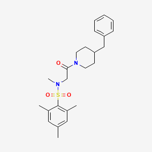 molecular formula C24H32N2O3S B4804269 N-[2-(4-benzylpiperidin-1-yl)-2-oxoethyl]-N,2,4,6-tetramethylbenzenesulfonamide 