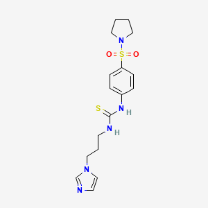molecular formula C17H23N5O2S2 B4804365 N-[3-(1H-imidazol-1-yl)propyl]-N'-[4-(1-pyrrolidinylsulfonyl)phenyl]thiourea 