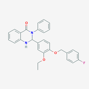 2-{3-ethoxy-4-[(4-fluorobenzyl)oxy]phenyl}-3-phenyl-2,3-dihydro-4(1H)-quinazolinone