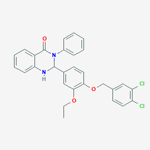 2-{4-[(3,4-dichlorobenzyl)oxy]-3-ethoxyphenyl}-3-phenyl-2,3-dihydro-4(1H)-quinazolinone