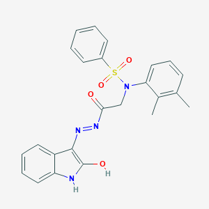molecular formula C24H22N4O4S B480593 N-(2,3-DIMETHYLPHENYL)-N-({N'-[(3Z)-2-OXO-2,3-DIHYDRO-1H-INDOL-3-YLIDENE]HYDRAZINECARBONYL}METHYL)BENZENESULFONAMIDE 