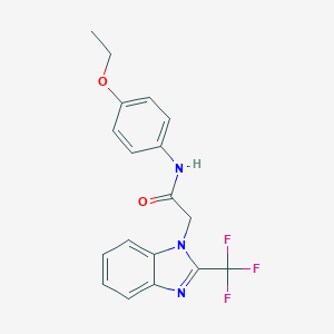 molecular formula C18H16F3N3O2 B480609 N-(4-ethoxyphenyl)-2-[2-(trifluoromethyl)-1H-benzimidazol-1-yl]acetamide CAS No. 433252-86-9
