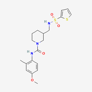 molecular formula C19H25N3O4S2 B4806300 N-(4-methoxy-2-methylphenyl)-3-{[(2-thienylsulfonyl)amino]methyl}-1-piperidinecarboxamide 