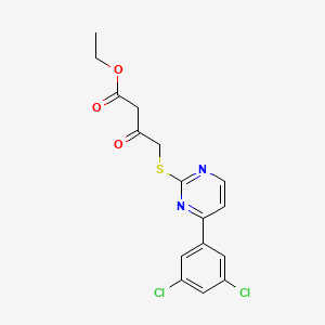 molecular formula C16H14Cl2N2O3S B4806334 ETHYL 4-{[4-(3,5-DICHLOROPHENYL)-2-PYRIMIDINYL]SULFANYL}-3-OXOBUTANOATE 
