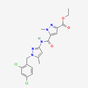 molecular formula C19H19Cl2N5O3 B4806902 ethyl 5-({[1-(2,4-dichlorobenzyl)-5-methyl-1H-pyrazol-3-yl]amino}carbonyl)-1-methyl-1H-pyrazole-3-carboxylate 