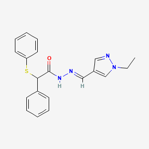 molecular formula C20H20N4OS B4807070 N'-[(E)-(1-ethyl-1H-pyrazol-4-yl)methylidene]-2-phenyl-2-(phenylsulfanyl)acetohydrazide 