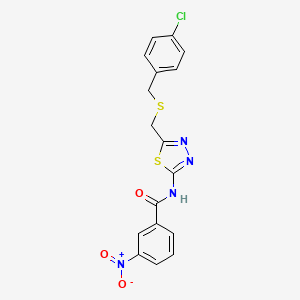 molecular formula C17H13ClN4O3S2 B4807276 N-(5-{[(4-chlorobenzyl)thio]methyl}-1,3,4-thiadiazol-2-yl)-3-nitrobenzamide 