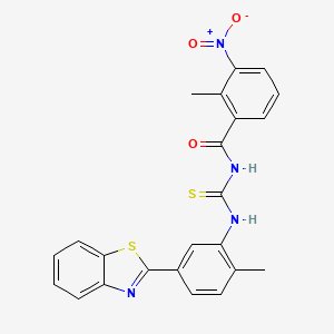 molecular formula C23H18N4O3S2 B4807375 N-[[5-(1,3-benzothiazol-2-yl)-2-methylphenyl]carbamothioyl]-2-methyl-3-nitrobenzamide 