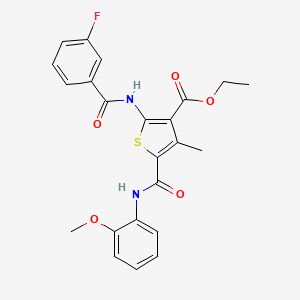 molecular formula C23H21FN2O5S B4807410 Ethyl 2-(3-fluorobenzamido)-5-[(2-methoxyphenyl)carbamoyl]-4-methylthiophene-3-carboxylate 