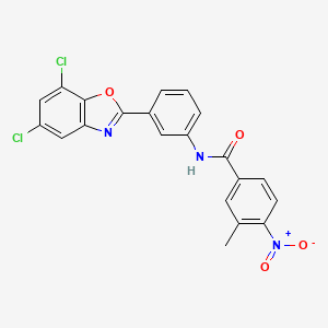 molecular formula C21H13Cl2N3O4 B4807465 N-[3-(5,7-dichloro-1,3-benzoxazol-2-yl)phenyl]-3-methyl-4-nitrobenzamide 
